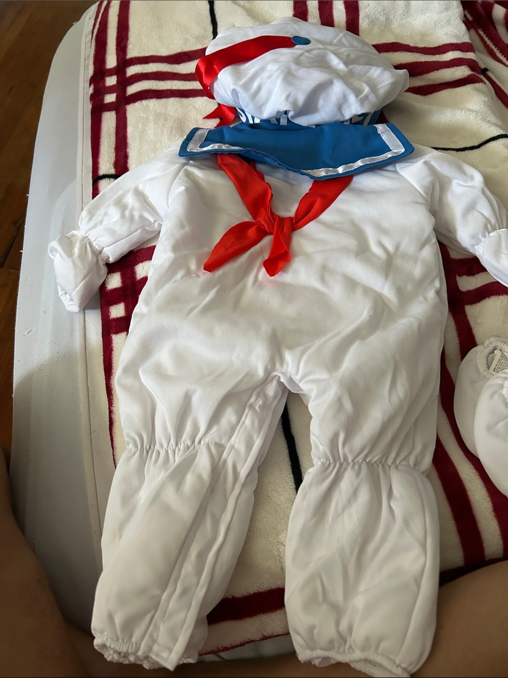 Amscan White Sailor Footie with Blue Collar and Red Neck Scarf